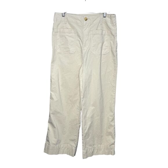 Avec Les Filles Pants Womens 12 Cream High Rise Cropped Wide Leg Utility Stretch - Picture 1 of 9